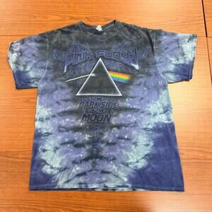 Pink Floyd Dark Side of the Moon Prism Tie Dye Band Tee Vintage Purple Retro